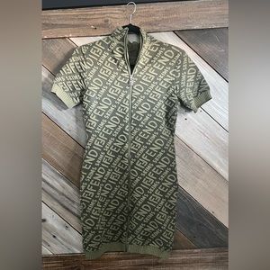 NWT bodycon bandage zip up dress dark green